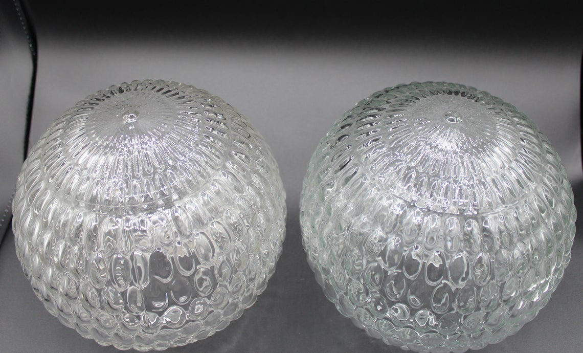 2 Large Vintage Clear Glass Lamp Globe Replacement Globes Etsy