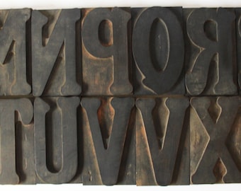 5.7 inch, 14.5 cm Vintage French tall wood letterpress letters numbers, sold per piece, printer&#39;s block, alphabet, capital letters, stamps