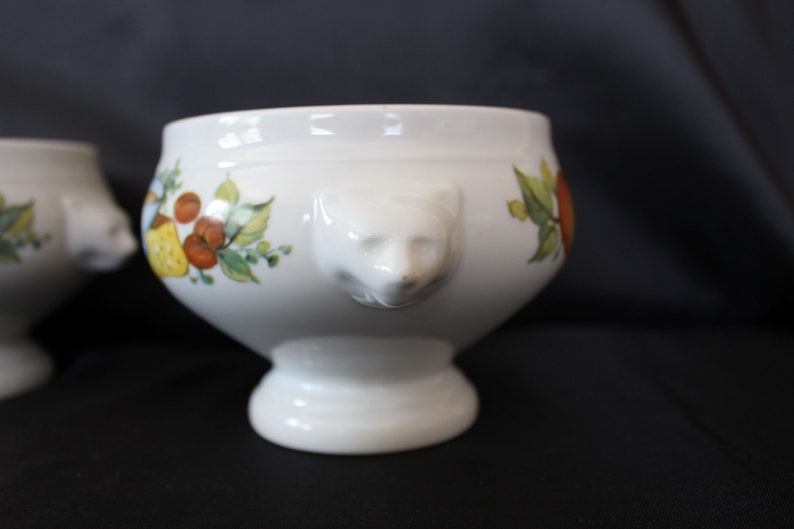 3 Vintage Lion Head Soup Bowls West Germany Porcelain Serving Etsy