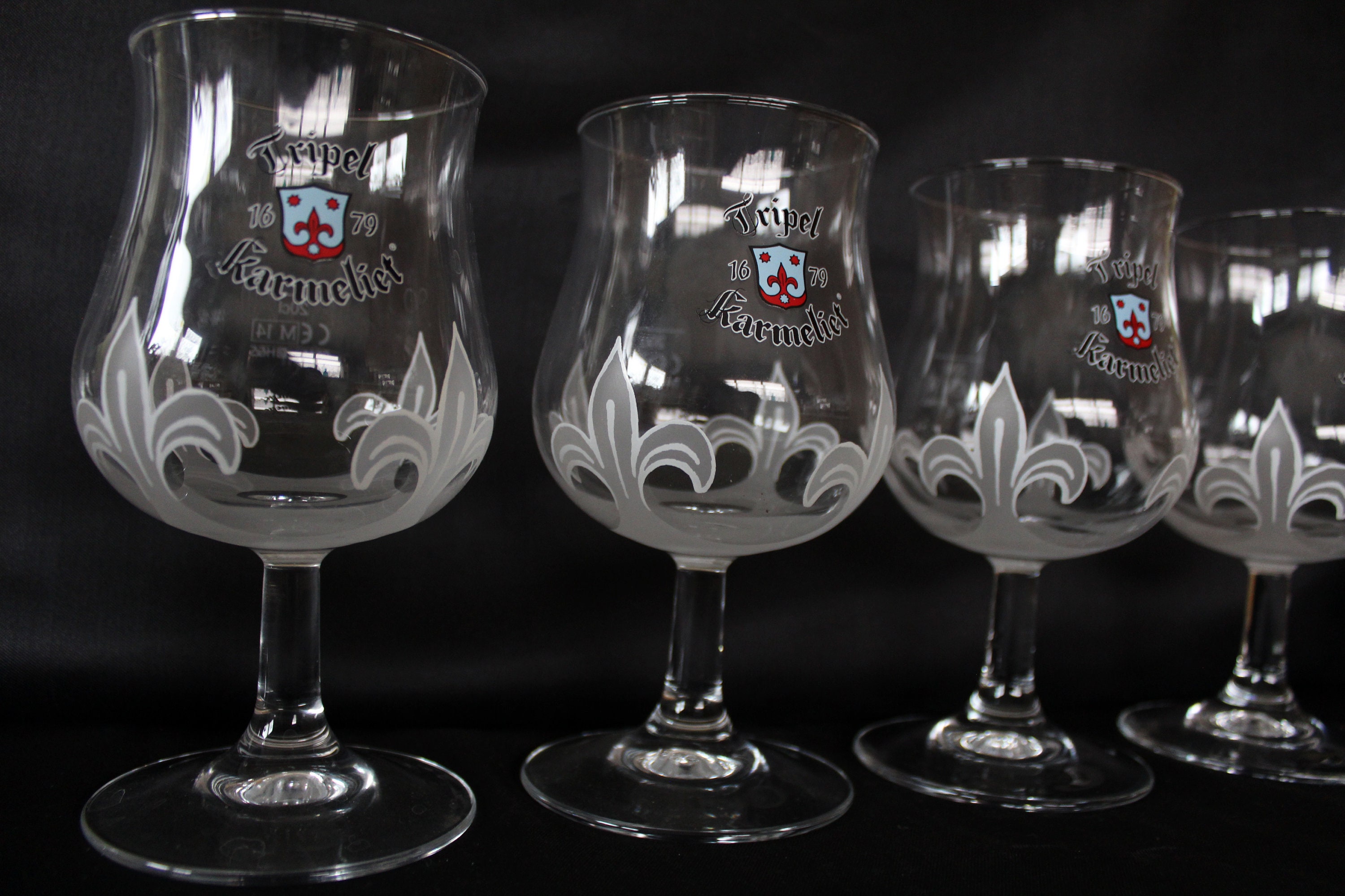 6 Vintage Belgium Beer glass Tripel Karmeliet fleur de lys - Etsy.de