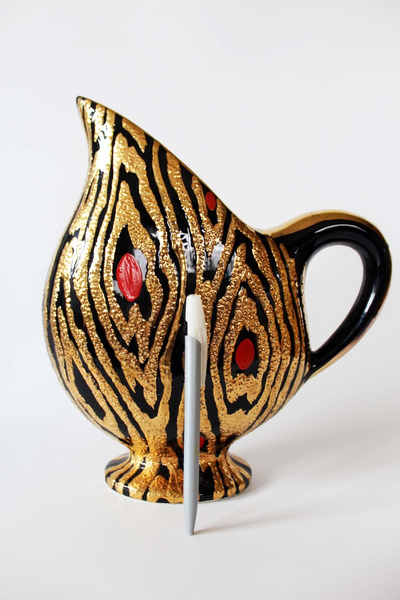 Pitcher Zebra Large Vintage Boch Freres Keralux Keramis Ceramic Pitcher Vase, Jug ...