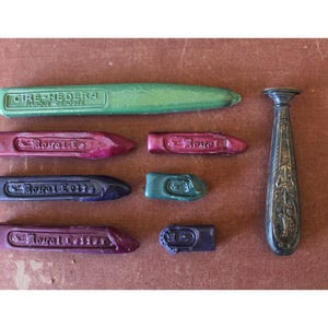 Antique Art Nouveau 19th century silver plate wax seal stamp, mix of sealing wax, initial engraved GB, desk seal, correspondence, Victorian
