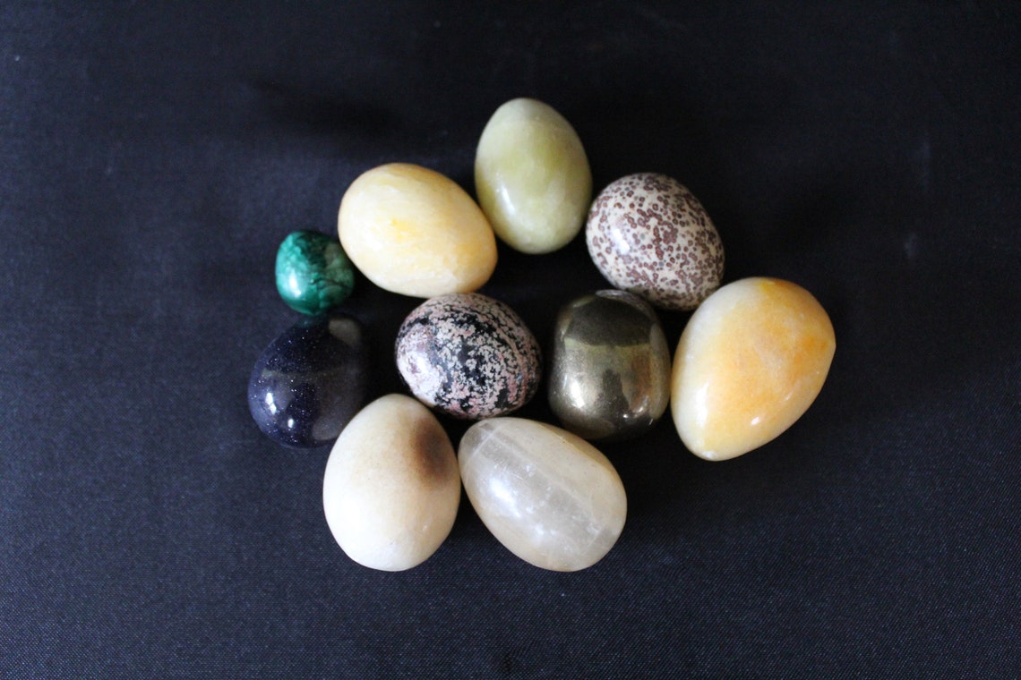 10 Vintage Polished Natural Stone Eggs Marble purple glitter Etsy