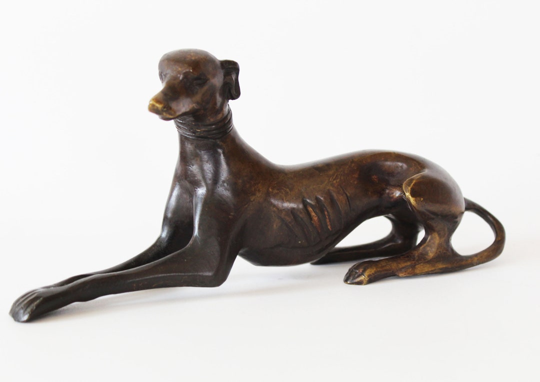 Vintage solid bronzed Greyhound figurine elongated art deco Etsy Canada