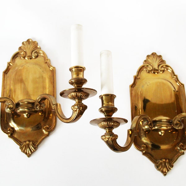 2 large French cast bronze Wall Sconces, Regency Empire style, cardboard electrical coverings, pair Light Fittings, Weight 2 kilos each