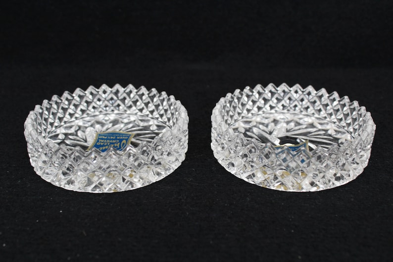 lidded Box glass pin tray Germany Vintage Crystal Glass trays glass butter dish salt dish Phoenix Phonix lead crystal glass trinket box