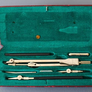 Vintage Kandidat drafting precision drawing set, engineering, compass, Germany Architectural Drawing Set, drafting tools, boxed, Ordex