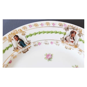 Antique 19th century MZ Moritz Zdekauer Austria Napoleon porcelain Plate, Bonaparte and Josephine, transfer print, gold decoration