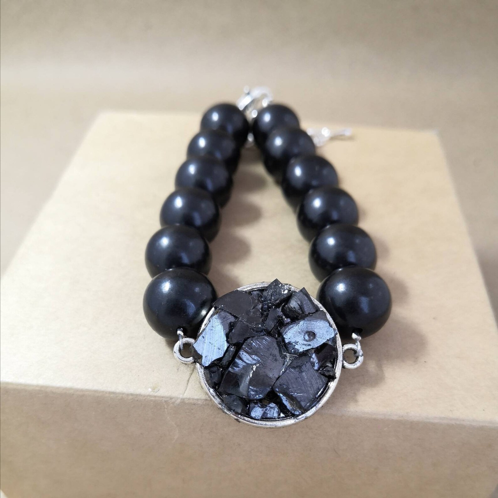 Elite shungite bracelet string of 12mm shungite beads with an Etsy