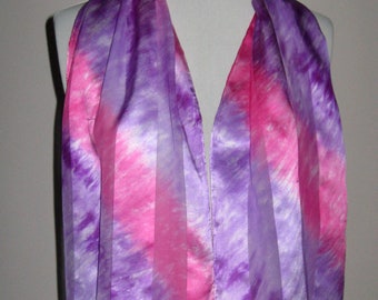 Lilac & pink woman's silk scarf. Hand dyed pure silk scarf for women. Gift for wife. Christmas present for girlfriend.