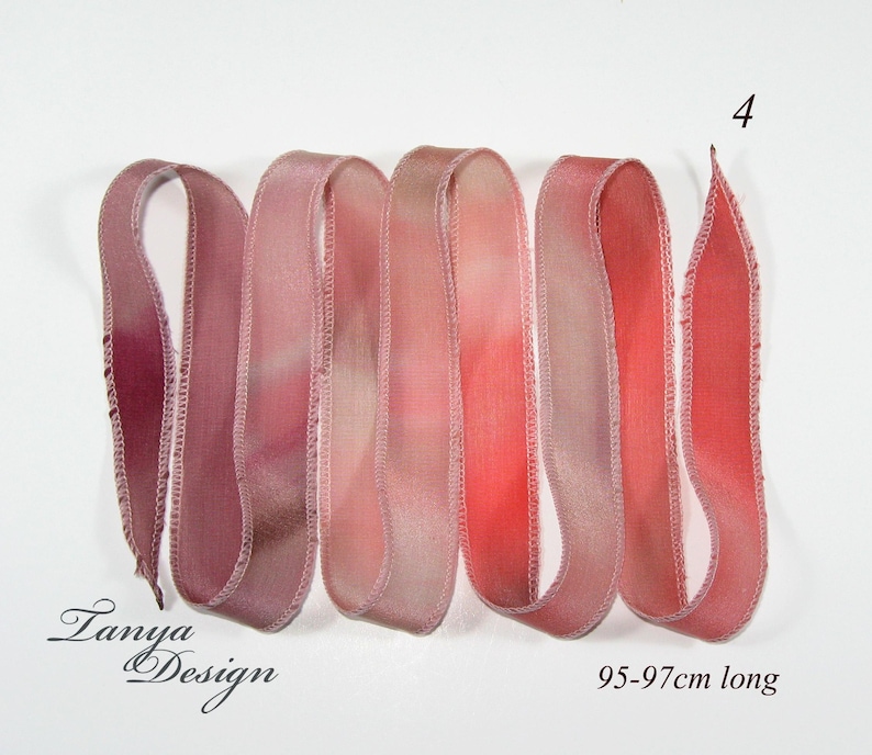May include: Set of six ombre pink satin ribbon, each ribbon is 95-97cm long.