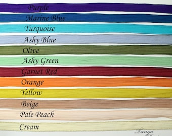 Hand-dyed pure silk ribbons 34'' long. Crinkle crepe ribbons for necklace.