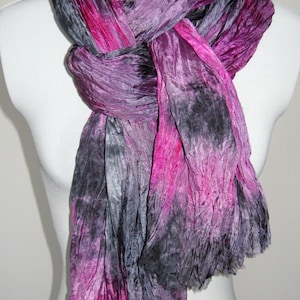 Black & pink hand painted silk shawl. Extra large pure silk scarf for women. Summer evening wrap. Bridesmaid gift.