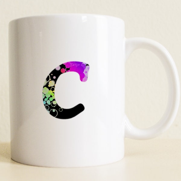 Customizable Colorful Initial Mug | Design Your Mug | Custom Monogram Mug Art | Boyfriend Gift | Gift For Her | College Student Gift