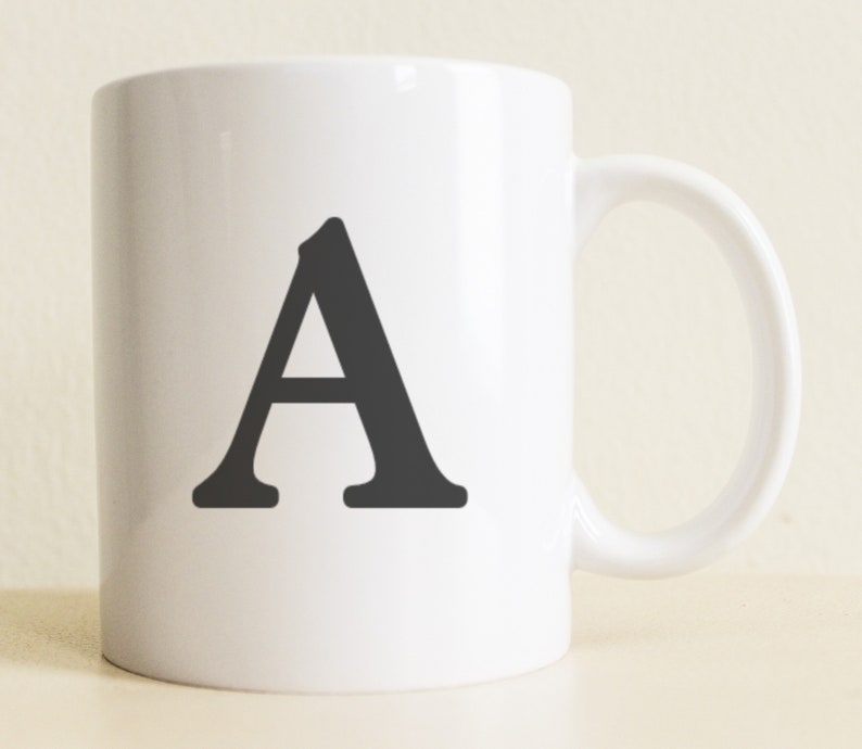 Large Initial Coffee Mug letter Only Monogram Coffee Mug Customizable Gift Coworker Gift 11 Oz