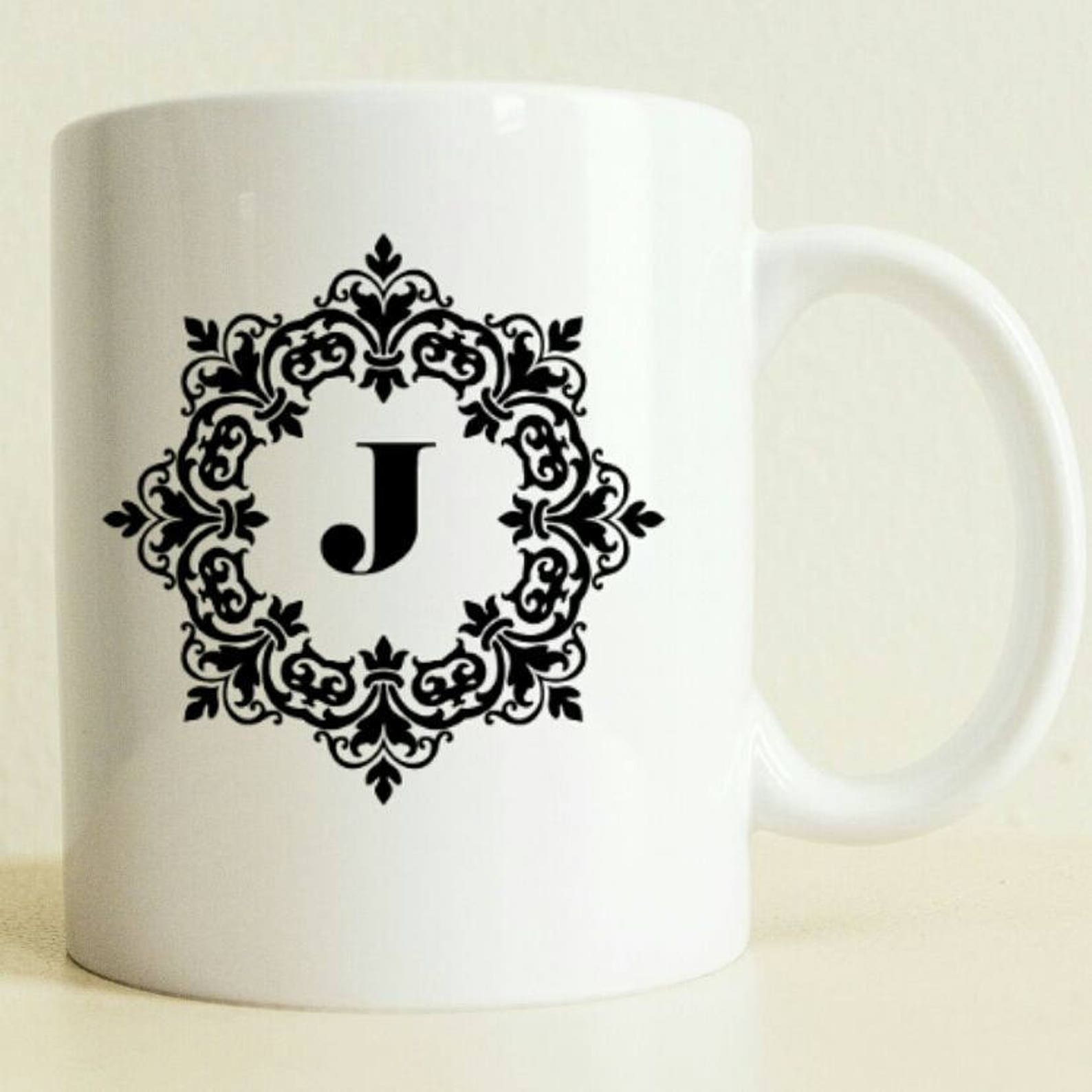 Initial Decorated Coffee Mug Letter Coffee Mug Gift Personalized Birthday Gift Coworker Gift