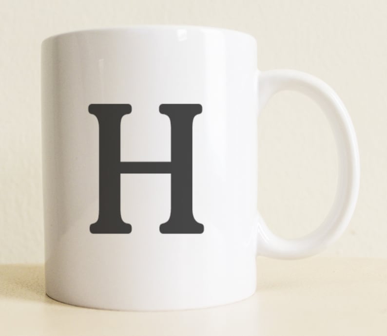 Large Initial Coffee Mug letter Only Monogram Coffee Mug Etsy
