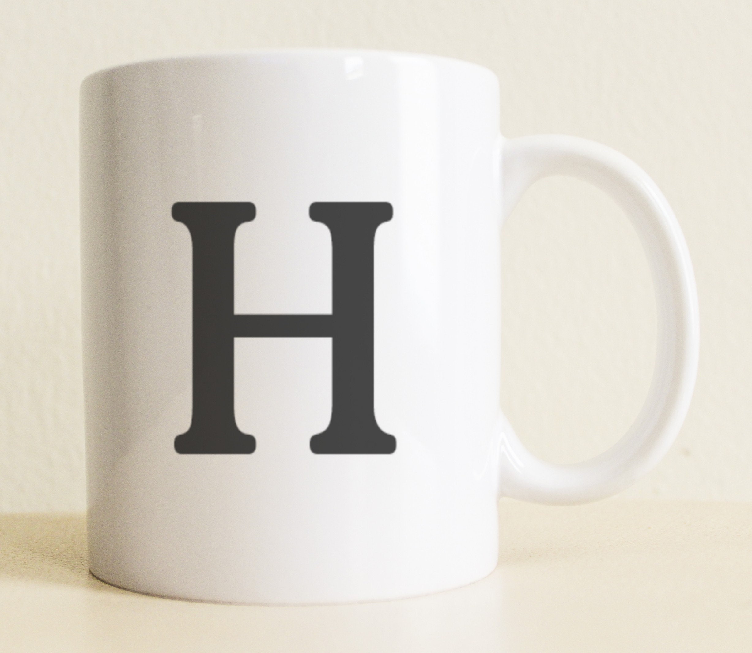Large Initial Coffee Mug letter Only Monogram Coffee Mug Customizable