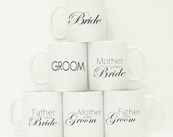 Set of Mugs Wedding Party | Party Favors | Bridal Train Gift | Fall Wedding | Winter Wedding | Mother of the Bride | Father of the Bride