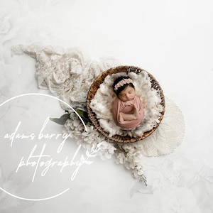 Newborn Painterly Digital Background / Ivory Floral and Fern Digital Backdrop / White floral Woodland Background / Boho Newborn