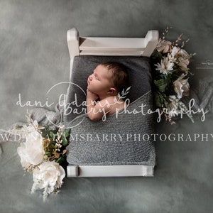 Newborn Bed Digital Background / Sage Green and Gray Newborn Digital Backdrop / Boho Bed Background / Newborn Backdrop / Boho Bed Backdrop