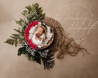 Sfondo digitale per neonati con fiori nei boschi: accessorio fotografico boho (JPG)
