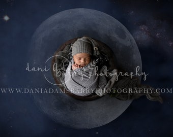 Newborn Moon Digital Backdrop: Galaxy Photography Prop (JPG File)