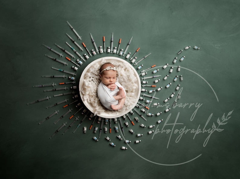 Boho IVF Newborn Digital Backdrop: Sage Green, Rainbow Baby (JPG File) image 1