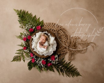 Sfondo digitale per neonato con fiori del bosco: accessorio fotografico boho per neonati (download digitale)