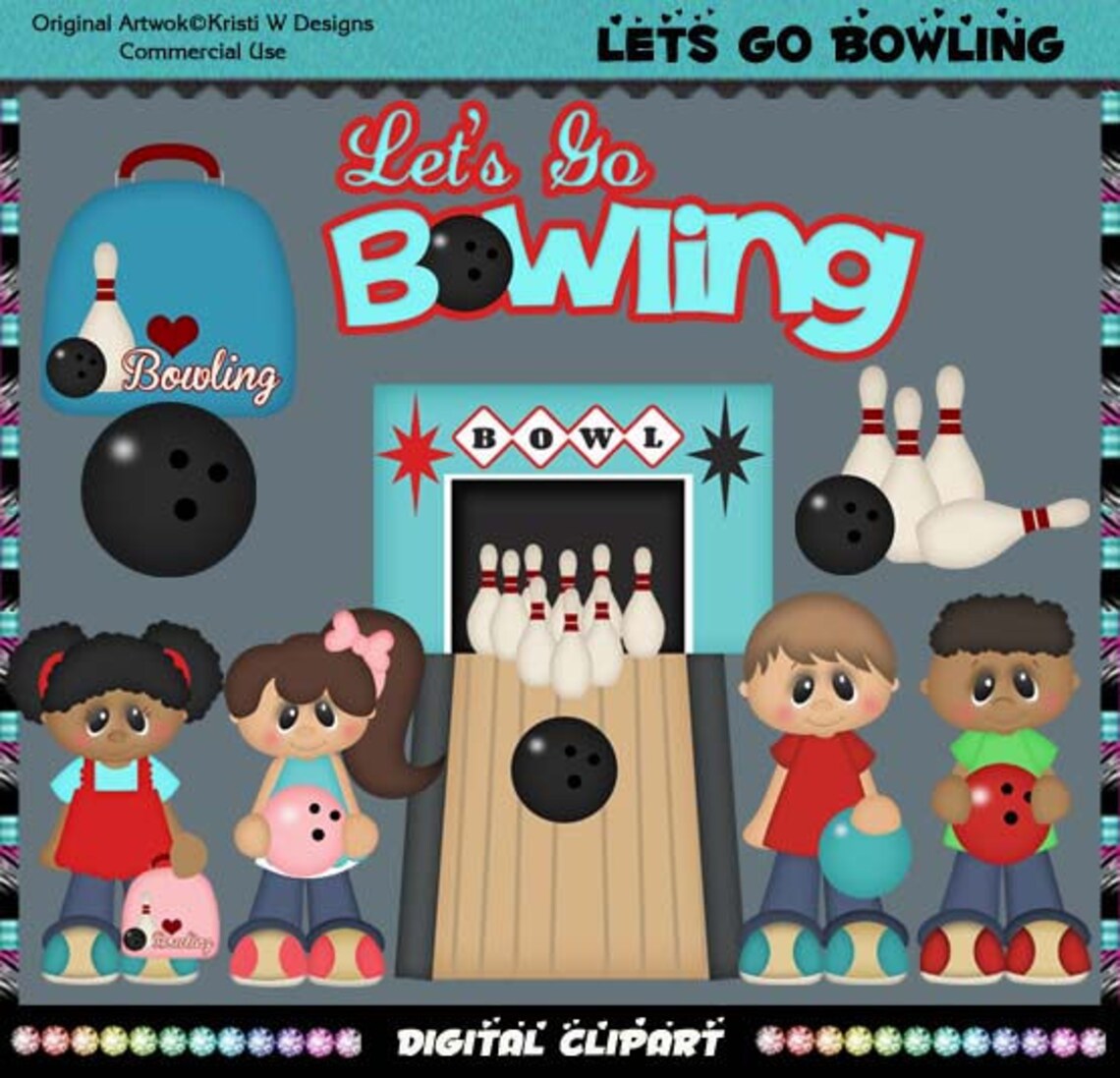Let's Go Bowling Instant Download Commercial Use Etsy