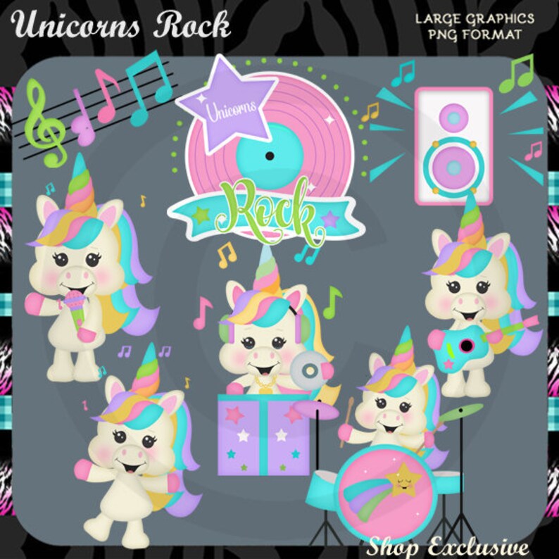 Unicorns Rock Rock N Roll Band Music Instant Download Etsy