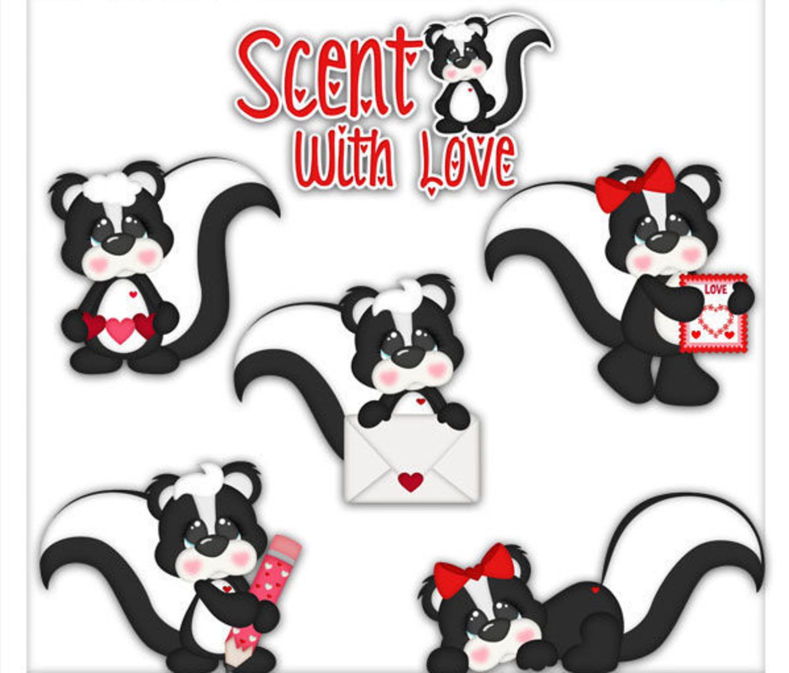 Scent With Love Skunks Skunk Valentine Valentine's Day - Etsy