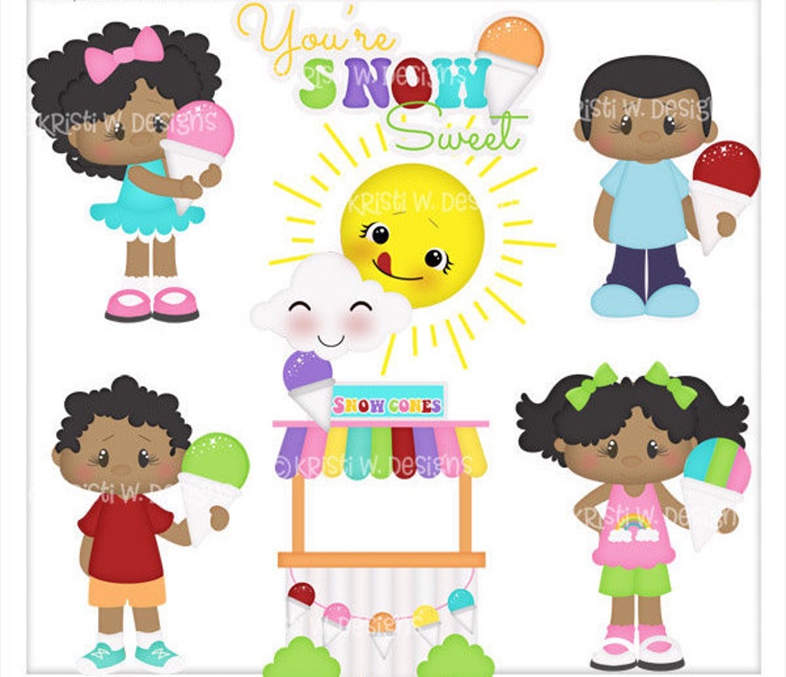 Snow Cone Stand Summer Kids AA Ethnic Instant Download Etsy