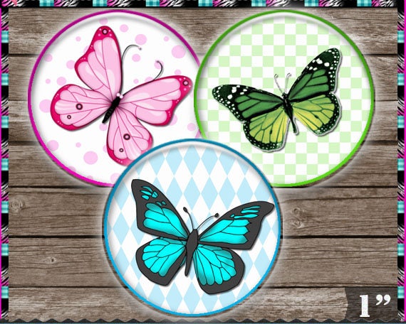 Pre Cut One Inch Bottle Cap Images BUTTERFLY BUTTERFLIES Free Ship
