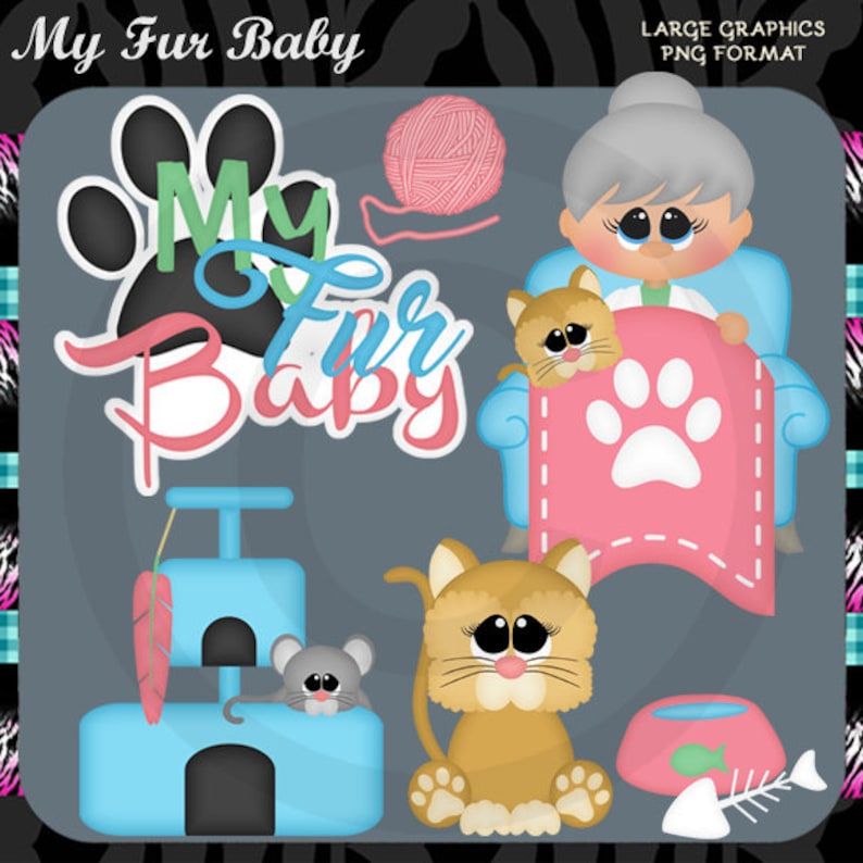 Cat Kitten Instant Download Commercial Use Digital Clipart Images Graphics Designs My Fur Baby