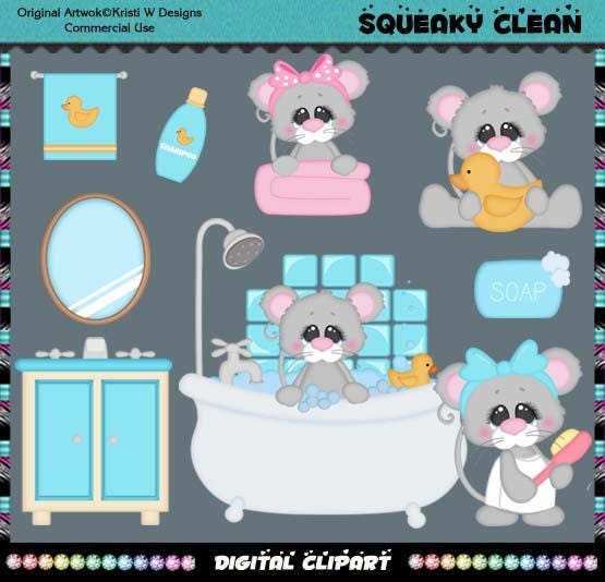 Squeaky Clean Mice Bath Time Mouse Instant Download Etsy