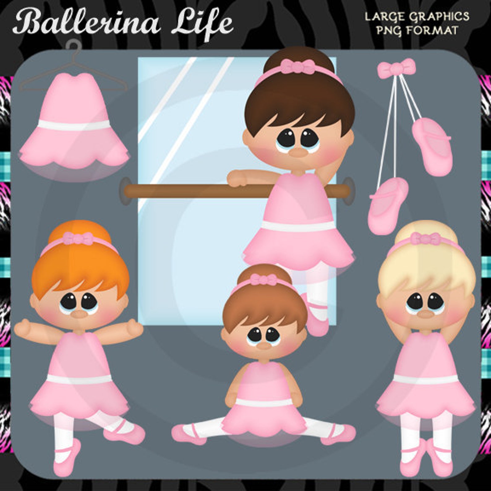 ballerina life 2018 ballet dance - instant download - commercial use digital clipart elements graphics set