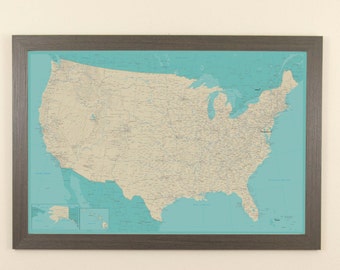 personalized teal dream united states push pin travel map us etsy