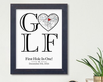 Word Map Art - GOLF Map Print - Map Typography Art - Custom Gift for Golfers - Hole in One Gift - Canvas Golf Décor - Champion Golf Gifts!