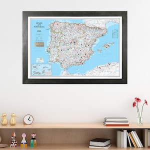 Personalized Classic Spain and Portugal Push Pin Travel Map - 25.5"x36.5" - Spain and Portugal Travel Map - Map of Spain and Portugal