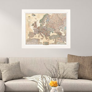 Personalized Executive Europe Push Pin Travel Map -27&quot; H x 33.75&quot; W- Pin Map - Map of Europe - European Travelers Map - Anniversary Gift!