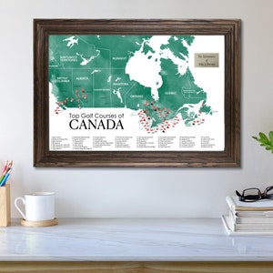 Personalized Top Golf Courses of Canada Push Pin Map - 50 Top Golf Courses of Canada - Canada's Golf Courses Bucket List - Golf Courses Map