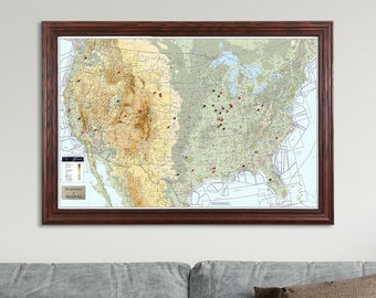 Personalized Pilot's USA VFR Map - Aviator's Map - Chart Your Flights! - Pilot's Planning Map - Great Gift Idea! - Push Pin Flight Map