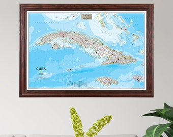 Personalized Classic Cuba Push Pin Travel Map - 27.5"x39.5" - Cuba Travel Map - Map of Cuba - Colorful Cuba Pin Map - Cuba Map