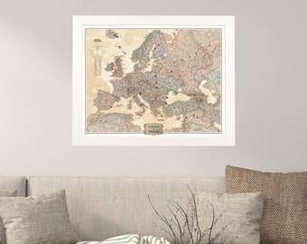 Personalized Executive Europe Push Pin Travel Map -27" H x 33.75" W- Pin Map - Map of Europe - European Travelers Map - Anniversary Gift!
