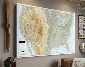 Personalized Pilot's USA VFR Map - Aviator's Map to Chart Your Flights - Pilot Planning Map
