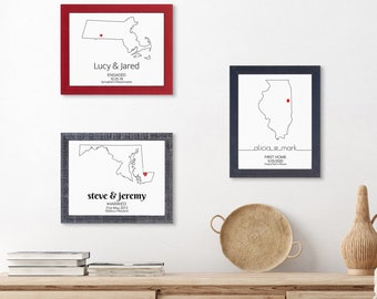 Milestone State Map Art - Map Your Love Story - Relationship Gifts - Canvas Art - Map Your Life Events - All 50 States Map Prints Available
