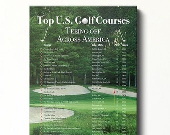 Golf Courses Bucket List Tracker - Free Personalization! - Pin Your Golf Course Travels Across the US - Canvas Wall Art - Great Gift Idea!