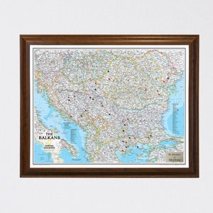Personalized Classic Balkans Push Pin Map - 27&quot; x 33.75&quot; - Balkans Travel Map - Map of the Balkans - Colorful Balkans Pin Map - The Balkans