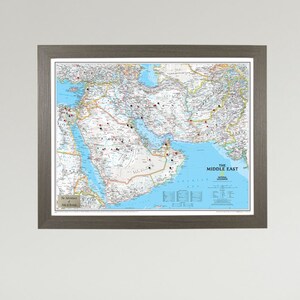 Personalized Classic Middle East Push Pin Travel Map - 27.5&quot;x39.5&quot; - Middle East Pin Map - Middle East Reference Map - Middle East Wall Map